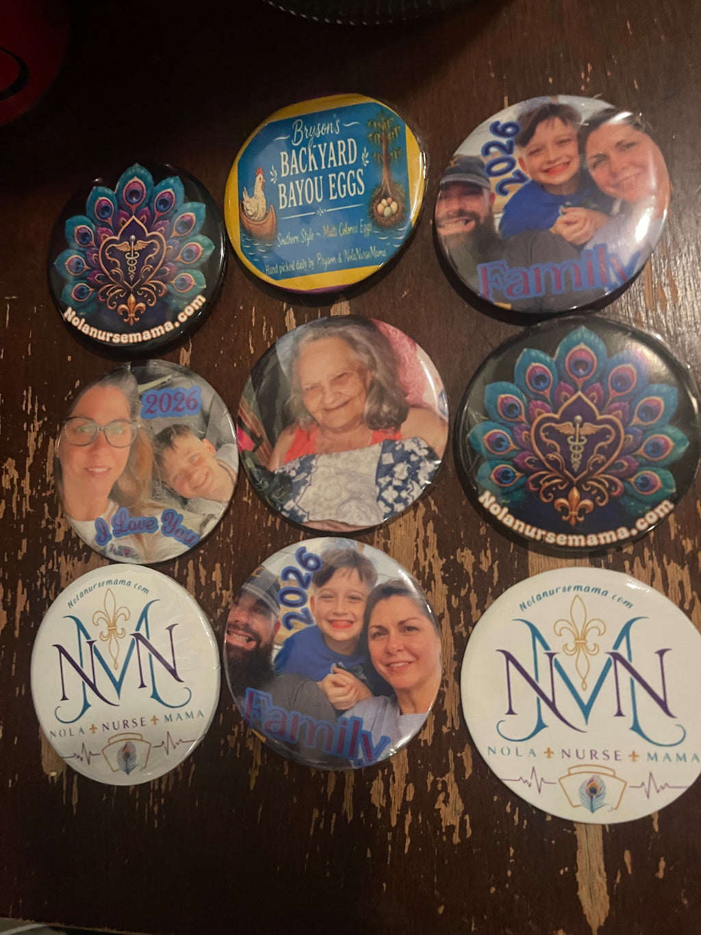 Custom personalized button/pin, mirror, magnet or keychain.