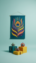 Handcrafted Peacock Color Textile Wall Hanging